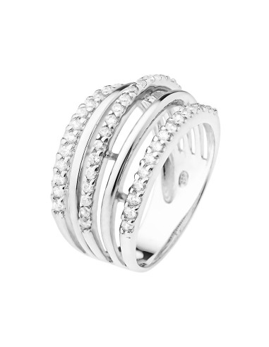 Bague multi en Argent 925 Millièmes Rhodié  Oxydes de Zirconium Blancs