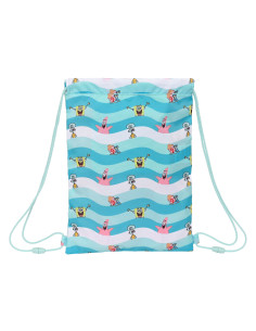 Sac à dos serré par des ficelles Spongebob Stay positive Bleu Blanc (26 x 34 x 1 cm) 2