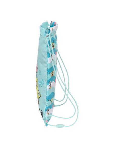 Sac à dos serré par des ficelles Spongebob Stay positive Bleu Blanc (26 x 34 x 1 cm)