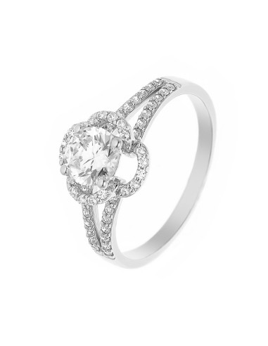 Bague Solitaire en Argent 925 Millièmes Rhodié 