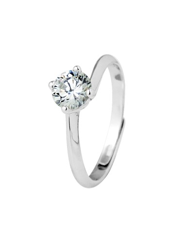 Bague Solitaire serti de 4 Griffes Oxydes de Zirconium Blancs 