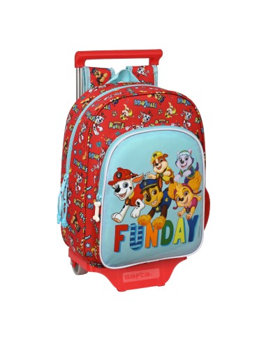 Cartable à roulettes The Paw Patrol Funday Rouge Bleu clair (26 x 34 x 11 cm)