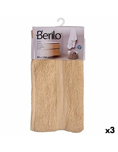 Serviette de toilette 90 x 150 cm Crème (3 Unités)