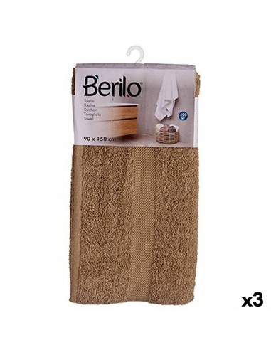 Serviette de toilette 90 x 150 cm Camel (3 Unités)