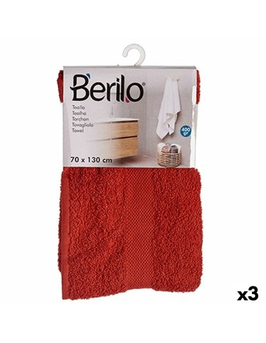 Serviette de toilette Couleur brique 70 x 130 cm (3 Unités)