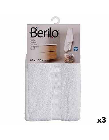 Serviette de toilette Blanc 70 x 130 cm (3 Unités)