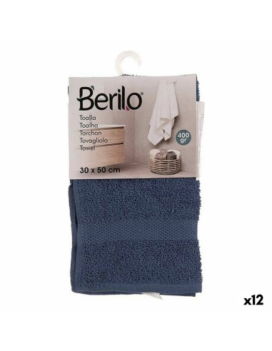 Serviette de toilette 30 x 0,5 x 50 cm Bleu (12 Unités)