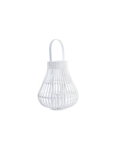 Lanterne DKD Home Decor Blanc Multicouleur Métal Bambou Verre Urbaine 30 x 40 cm 29 x 29 x 34 cm