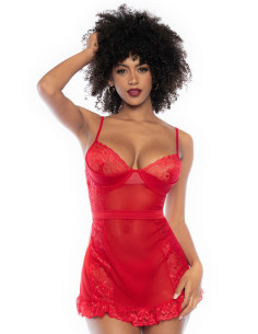Nuisette rouge et string assorti - MAL7507RD 2