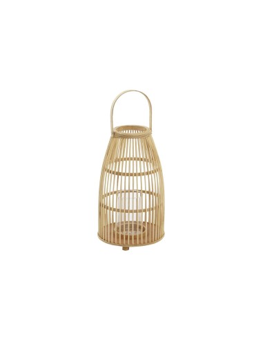 Bougeoir DKD Home Decor Verre Bambou (25 x 25 x 56 cm)