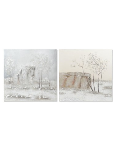 Cadre DKD Home Decor Toile Arbres (2 pcs) (100 x 3.8 x 100 cm)