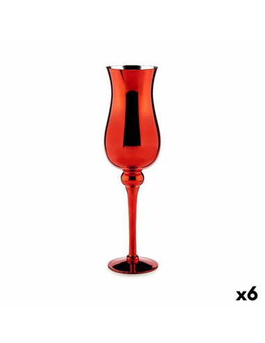 Bougeoir Verre Rouge 13,5 x 4,5 x 13,5 cm (6 Unités)