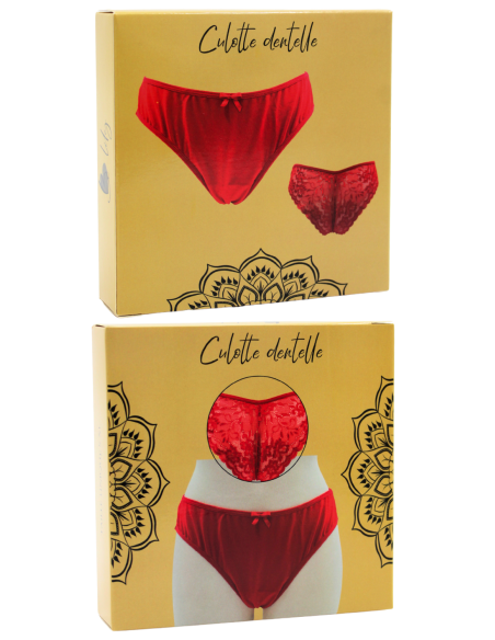 Culotte rouge en dentelle avec nœud en satin - PF09LRED