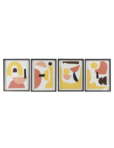 Cadre DKD Home Decor Verre Abstrait Bois MDF (4 pcs) (40 x 2.5 x 50 cm)