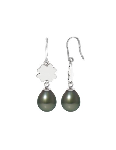 PERLINEA- Boucles d'Oreilles- Perles de Culture de Tahiti- Diamètre 8-9 mm- Bijou Femme