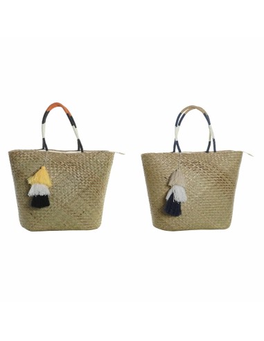 Sac de plage DKD Home Decor 49 x 18 x 37 cm Naturel Orange Blue marine (2 Unités)