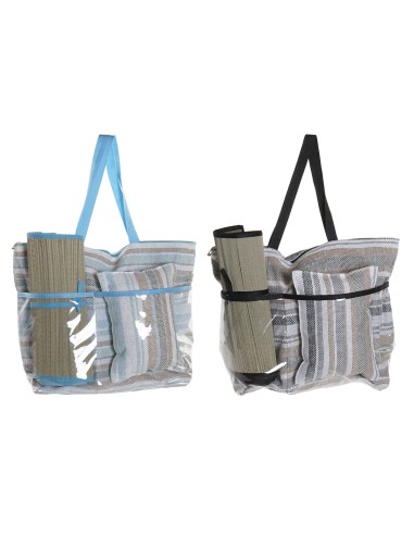 Sac de plage DKD Home Decor 44 x 23 x 62 cm Toile Gris Bleu Marron Vert PVC (2 Unités)