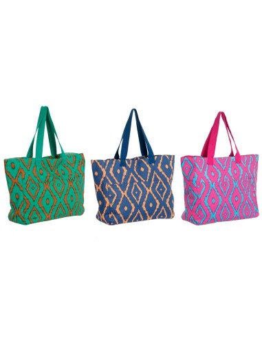 Sac de plage DKD Home Decor Bleu Vert Orange Fuchsia 55 x 14 x 35 cm (3 Unités)