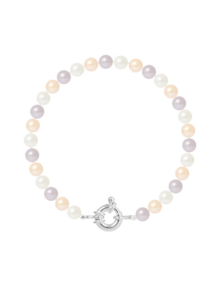 PERLINEA- Bracelet Perles de Culture Ronde 6-7  mm Multicolor- Bijou Femme