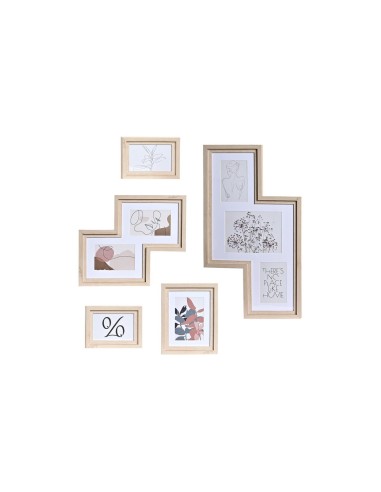 Porte photos mural DKD Home Decor Verre Naturel MDF Multicouleur (40 x 1,5 x 50 cm)