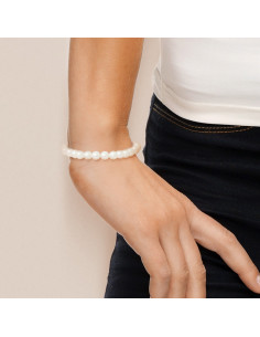 PERLINEA- Bracelet Perles de Culture Ronde 7-8 mm Blanc Naturel- Bijou Femme 2