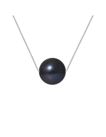 PERLINEA- Collier Perles de Culture- Diamètre 9-10 mm Black Tahiti- Bijou Femme