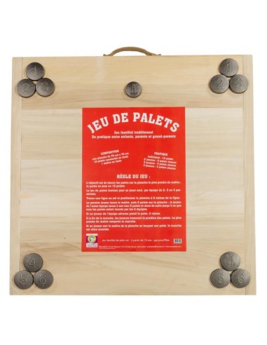 MECABOIS Jeu de Palet Complet - 12 plates a lancer et planche en bois (Jeu Breton)