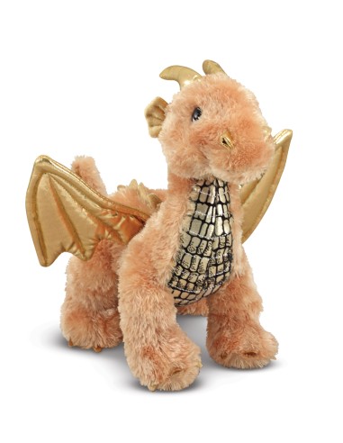 Peluche dragon marron clair et or gustave