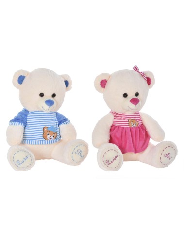 Ours en peluche DKD Home Decor Beige Bleu Rose Polyester Enfant Ours (2 Unités)