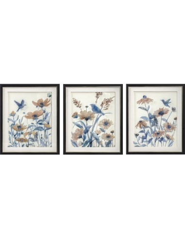 Cadre DKD Home Decor Fleurs (50 x 2 x 60 cm) (3 pcs)