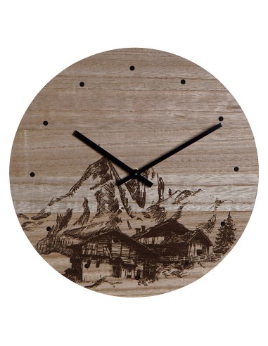 Horloge Murale DKD Home Decor Montagne Noir Bois MDF (30 x 30 x 1.5 cm)