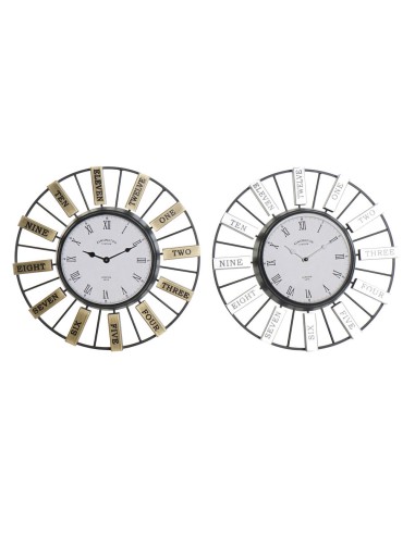 Horloge Murale DKD Home Decor Verre Argenté Doré Fer (40 x 6.4 x 40 cm) (2 pcs)