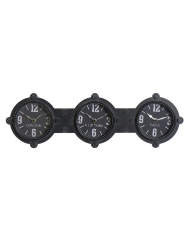 Horloge Murale DKD Home Decor Verre Noir Fer (58 x 6.5 x 18 cm)