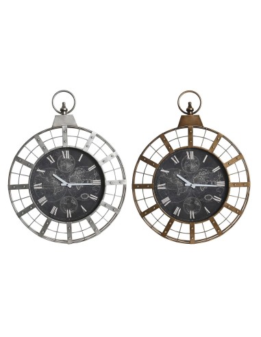 Horloge Murale DKD Home Decor Verre Argenté Noir Doré Fer (60 x 6,5 x 78 cm)