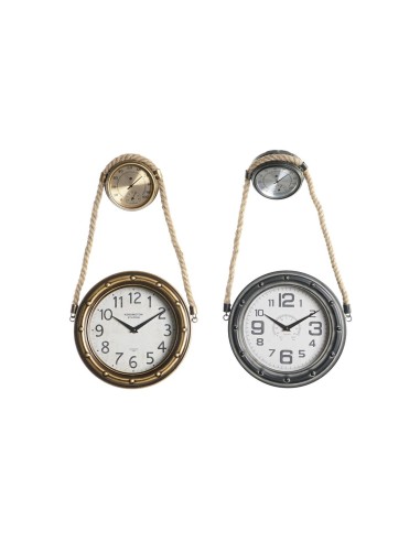 Horloge Murale DKD Home Decor 28,5 x 8 x 50 cm Verre Fer Vintage (2 Unités)