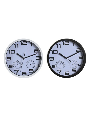 Horloge Murale DKD Home Decor 25,5 x 4 x 25,5 cm Noir Blanc polystyrène (2 Unités)