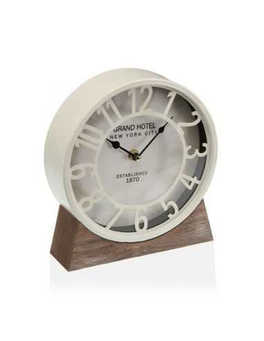 Horloge de table Versa Blanc Bois MDF (20 x 20 x 6 cm) (Ø 20 cm)