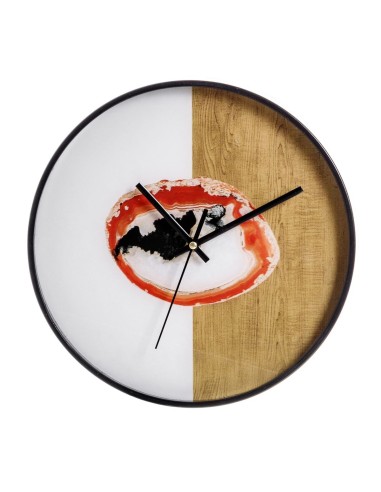 Horloge Murale 30,5 x 4,3 x 30,5 cm Verre Doré Blanc PVC