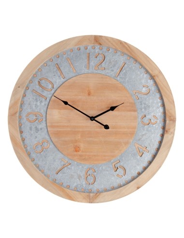 Horloge Murale Naturel Bois d'épicéa 60 x 4,5 x 60 cm