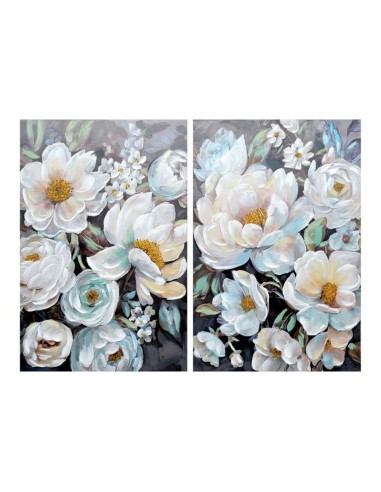 Cadre DKD Home Decor Fleurs (80 x 3 x 120 cm) (2 pcs)