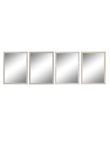 Miroir mural DKD Home Decor 56 x 2 x 76 cm Verre Gris Beige Blanc polystyrène (4 Unités)