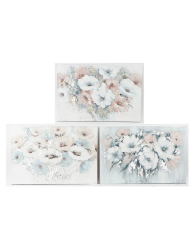 Cadre DKD Home Decor Fleurs (120 x 3.5 x 80 cm) (3 pcs)