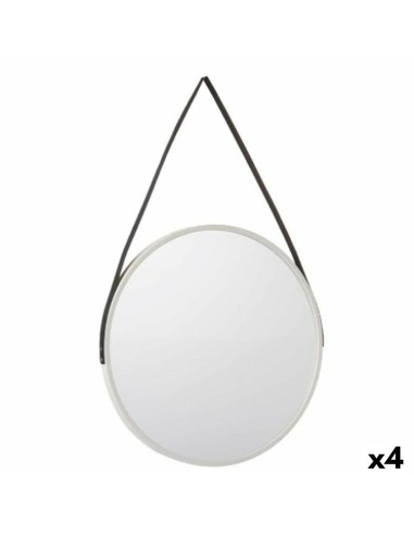 Miroir mural Blanc Noir Verre Cuir Synthétique 45 x 45 x 3 cm (4 Unités)