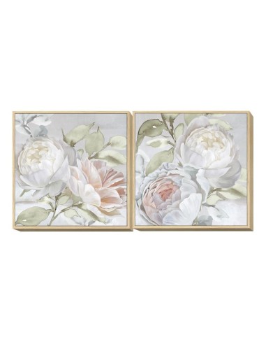 Cadre DKD Home Decor Fleurs (80 x 4 x 80 cm) (2 pcs)