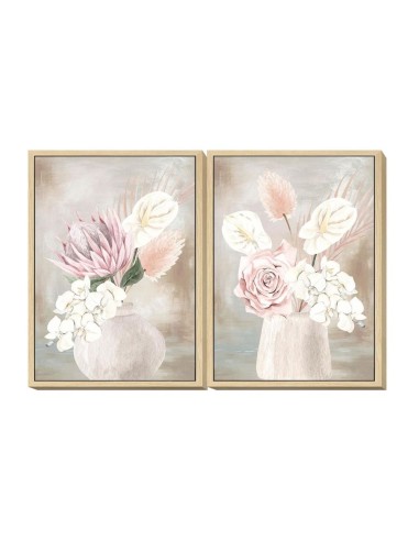 Cadre DKD Home Decor polystyrène Toile Vase (2 pcs) (50 x 4 x 70 cm)