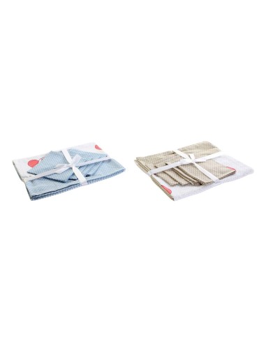 Nappe et serviettes de table DKD Home Decor 8424001750399 Bleu Beige 150 x 1 x 150 cm (2 Unités)