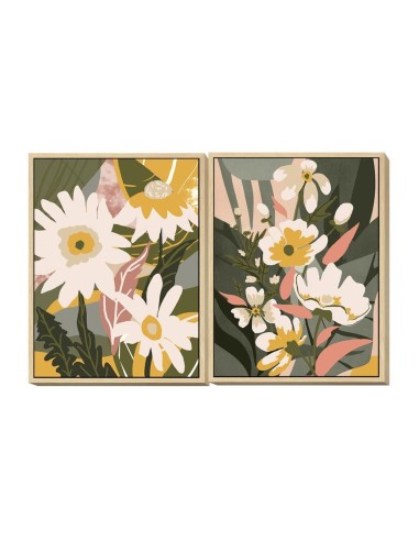 Cadre DKD Home Decor Fleurs (60 x 4 x 80 cm) (2 pcs)