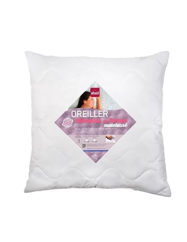 ABEIL Oreiller a mémoire de forme matelassé 60x60 cm blanc