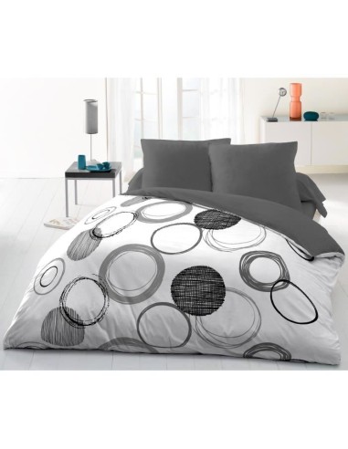 Parure de couette microfibre Audace - 1 housse de couette 220 x 240 cm  2 taies d'oreiller 63 x 63 cm - Gris clair