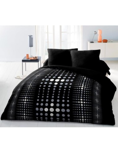 Parure de couette Microfibre STEEVY 220x240cm et 2 taies d'oreillers 63x63cm Noir